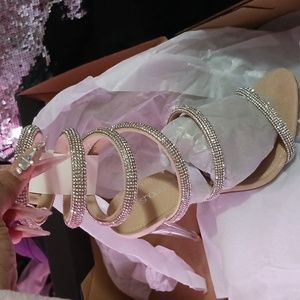 Silver rhinestone heels
